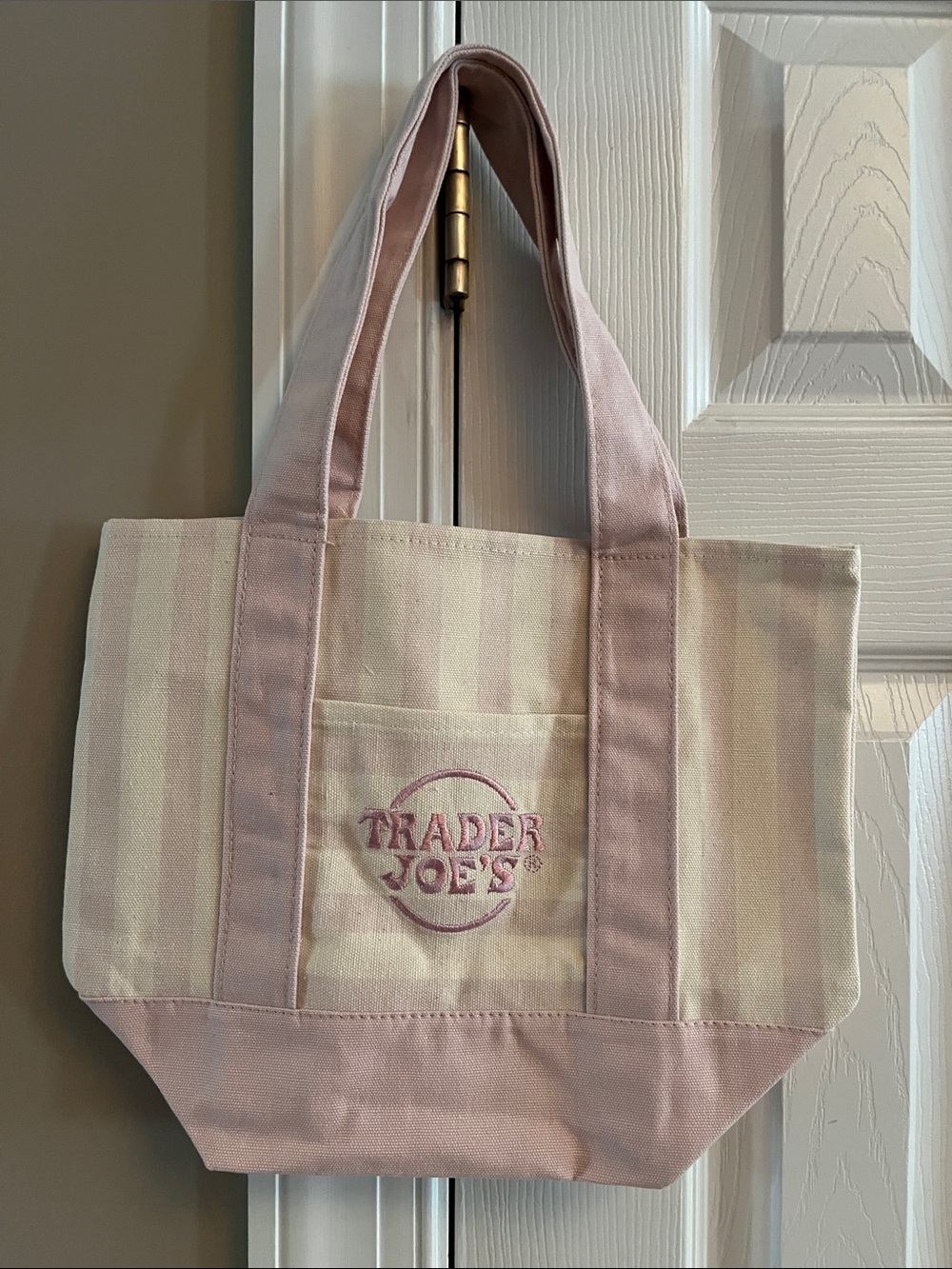 Pink Stripe Canvas Tote Bag